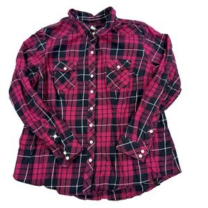 Womens Torrid Flannel Shirt Long Sleeve Button Up Lumberjack Red Black Plaid 0
